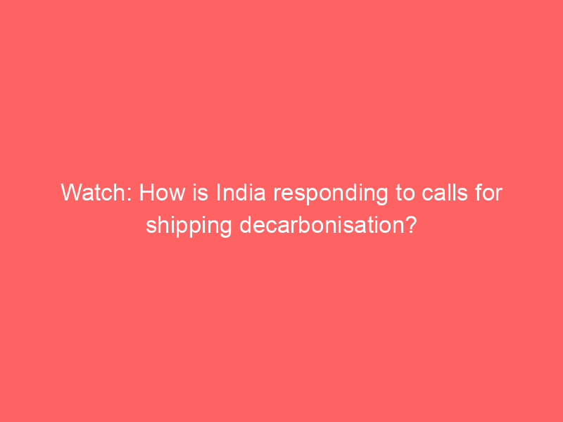 Watch: How is India responding to calls for shipping decarbonisation?